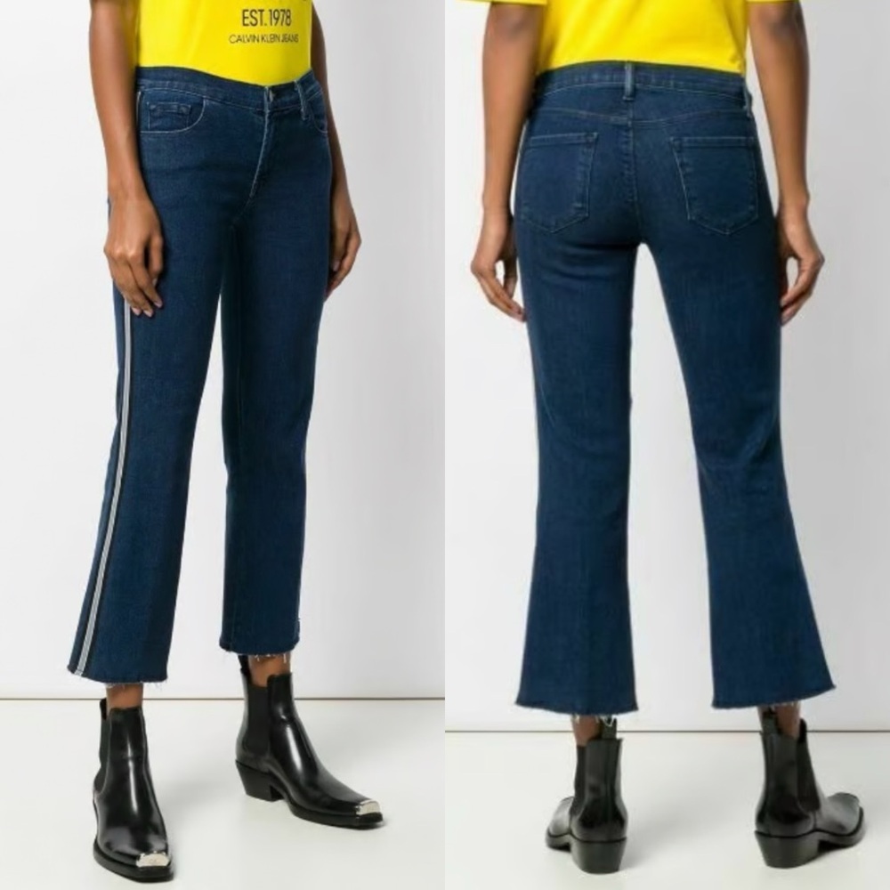 J Brand Avenue Side Stripe Bootcut Cropped Flared Jeans Blue Size 28 NEW